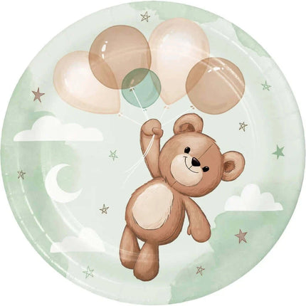 7" Teddy Bear Paper Lunch Plates (8ct) - SKU:368274 - UPC:039938982263 - Party Expo