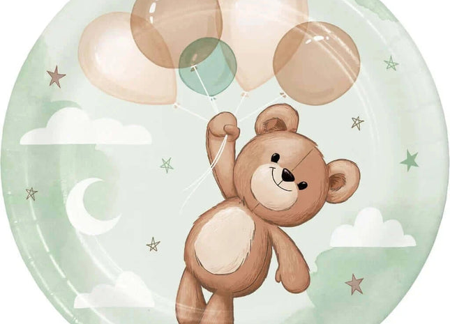7" Teddy Bear Paper Lunch Plates (8ct) - SKU:368274 - UPC:039938982263 - Party Expo