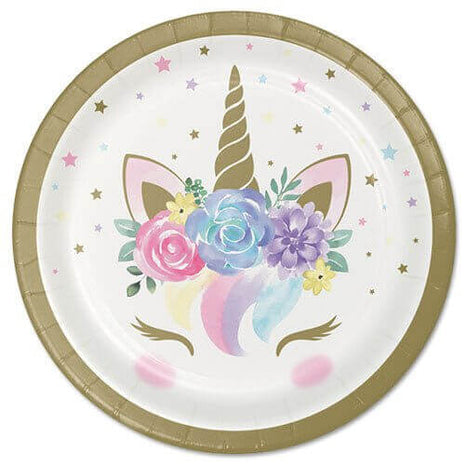 Baby Shower - 7" Unicorn Dessert Plates (8ct) - SKU:343833 - UPC:039938679811 - Party Expo