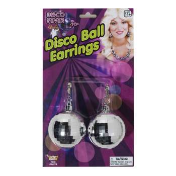 70's Disco Ball Costume Jewelry Earrings - SKU:66174 - UPC:721773661747 - Party Expo