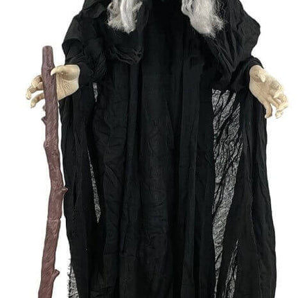 72" Standing Animated Witch with Cane - SKU:62772 - UPC:762543627723 - Party Expo