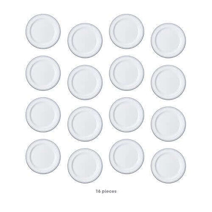 7.5" Mozaik Premium Trim Silver Round Decorative Lunch Plates - SKU:7WTS116M - UPC:039982020263 - Party Expo