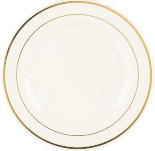 7.5" White Plate with Gold Hot Stamp - SKU:15614 - UPC:655731156146 - Party Expo