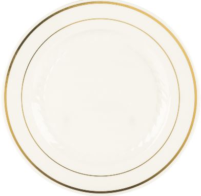7.5" White Plate with Gold Hot Stamp - SKU:15614 - UPC:655731156146 - Party Expo