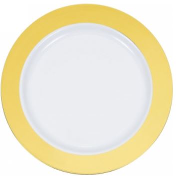 7.5" White Plate with Solid Gold Hot Stamp - SKU:15823 - UPC:655731158232 - Party Expo