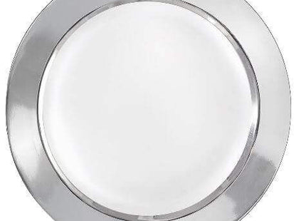7.5" White Plate with Solid Silver Hot Stamp - SKU:15822 - UPC:655731158225 - Party Expo