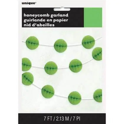 Tissue Paper Honeycomb Ball Garland Lime Green 7ft. - Party Expo