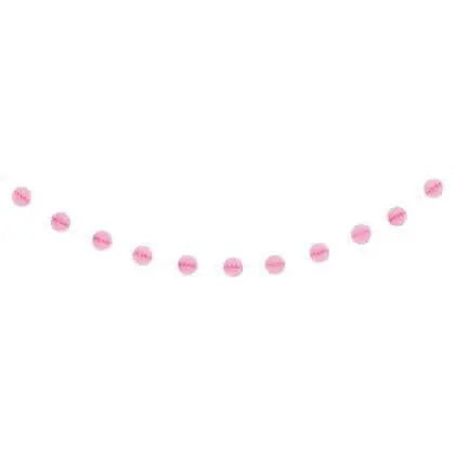 Tissue Paper Honeycomb Ball Garland Lovely Pink 7ft. - Party Expo