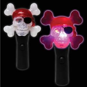 8" LED Light Up Pirate Skull Spinner Wand - SKU:JX-0096 - UPC:716148571646 - Party Expo