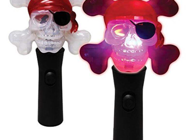 8" LED Light Up Pirate Skull Spinner Wand - SKU:JX-0096 - UPC:716148571646 - Party Expo
