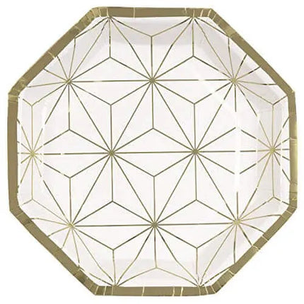 8.25" Modern Gold & Purple Octo-Shaped Plates (8ct) Party Expo  