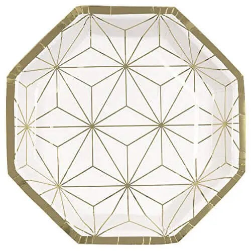 8.25" Modern Gold & Purple Octo-Shaped Plates (8ct) Party Expo  