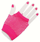 80's Fishnet Fingerless Glove-Short-Pink - SKU:63019 - UPC:721773630194 - Party Expo