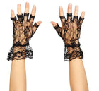 80s Lacey Fingerless Gloves-Black - SKU:62152 - UPC:721773621529 - Party Expo