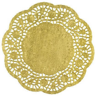 8.25" Gold Foil Doilies (4ct) - SKU:62895 - UPC:011179628957 - Party Expo