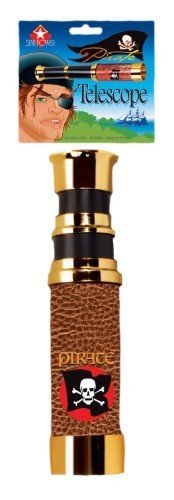 8.5" Pirate Retractable Telescope - Black, Brown, and Gold - SKU:BT-0292 - UPC:099996007476 - Party Expo
