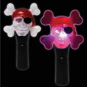 8" LED Light Up Pirate Skull Spinner Wand Party Expo  
