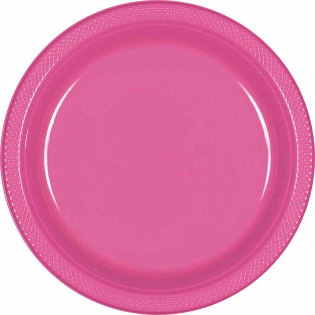 9" Bright Pink Plastic Plates (20 Count) - SKU:43031.103 - UPC:048419625995 - Party Expo