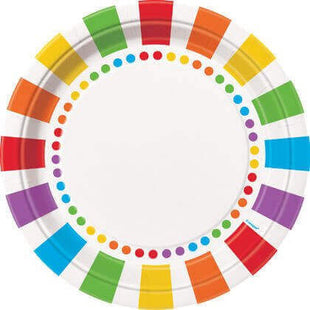 9" Dinner Plates - Rainbow (8ct) - SKU:47115 - UPC:011179471157 - Party Expo