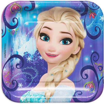 9" Disney Frozen Magic Square Plates - SKU:551619 - UPC:013051641450 - Party Expo