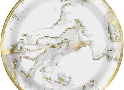 9" Foil Gold Marble Party Paper Plates - SKU:73905 - UPC:011179739059 - Party Expo