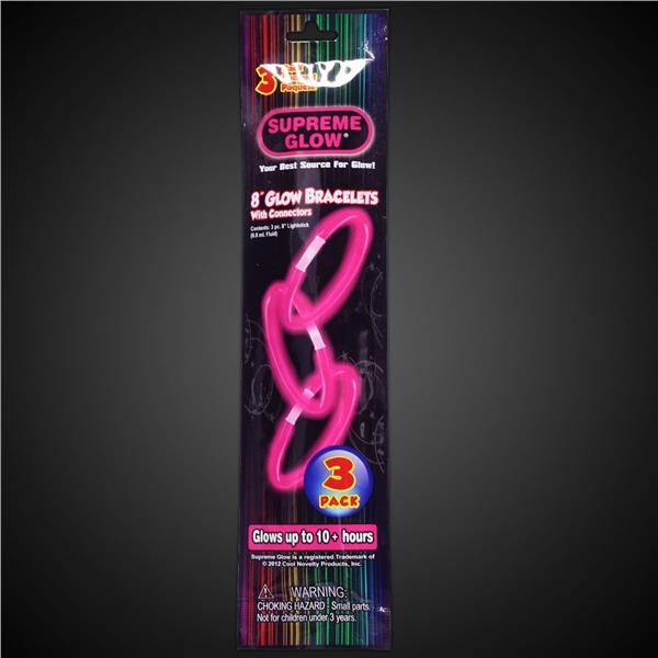 9" Glow Bracelet - Pink (3ct) - SKU:GBS305UN - UPC:716148373059 - Party Expo