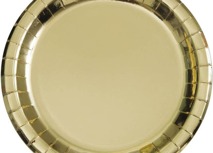 9" Gold Foil Paper Dinner Plates (8ct) - SKU:32295 - UPC:011179322954 - Party Expo