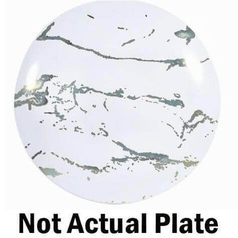9" Marble White Silver Plate 20 count - SKU:15851 - UPC:655731158515 - Party Expo