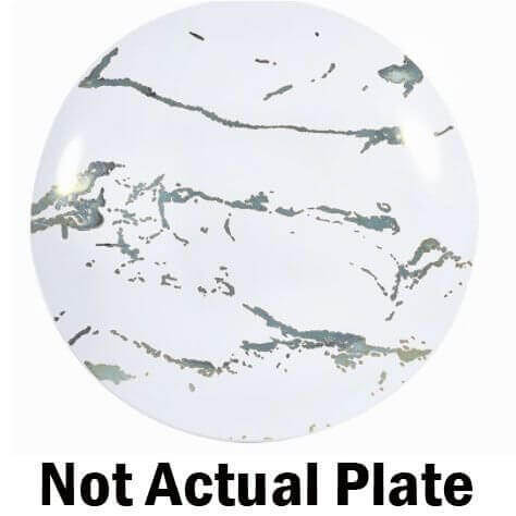 9" Marble White Silver Plate 20 count - SKU:15851 - UPC:655731158515 - Party Expo