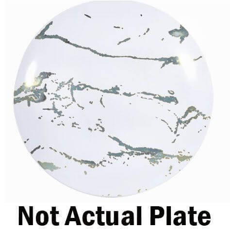 9" Marble White Silver Plate (40 count) - SKU:15857 - UPC:655731158577 - Party Expo