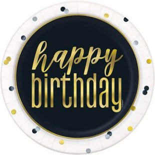 9" Metallic Happy Birthday Plates (8 count) - SKU:73185 - UPC:011179731855 - Party Expo