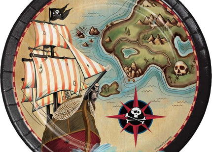 9" Pirate's Map Paper Plates (8ct) - SKU:425969 - UPC:039938217556 - Party Expo