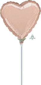 9" Rose Gold Heart Mylar Balloon - SKU:87791 - UPC:026635361897 - Party Expo