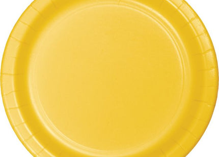 9" School Bus Yellow Paper Dinner Plates - SKU: - UPC:073525119434 - Party Expo