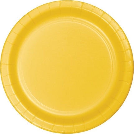 9" School Bus Yellow Paper Dinner Plates - SKU: - UPC:073525119434 - Party Expo