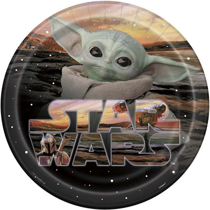 9" Star Wars Mandalorian The Child Plates (8ct) - SKU:78325 - UPC:011179783250 - Party Expo