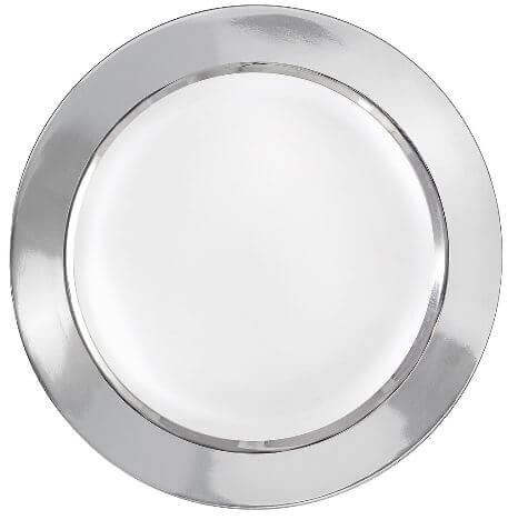 9" White Plate with Solid Silver Hot Stamp - SKU:15824 - UPC:655731158249 - Party Expo