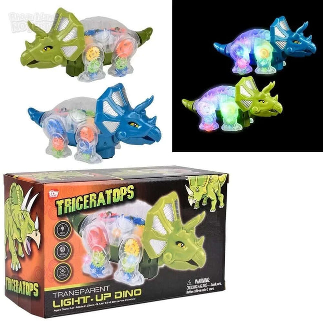 9.25" Light-Up Gear Triceratops - SKU:TY-TRIGE - UPC:097138950154 - Party Expo