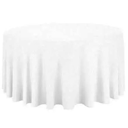 96" Round Fabric Tablecloth- White Party Expo  