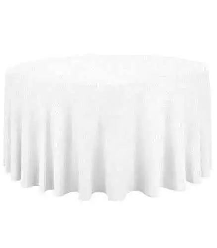 96" Round Fabric Tablecloth- White Party Expo  