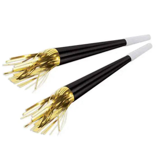 9" Black Foil Horns with Gold Tassel Party Expo  