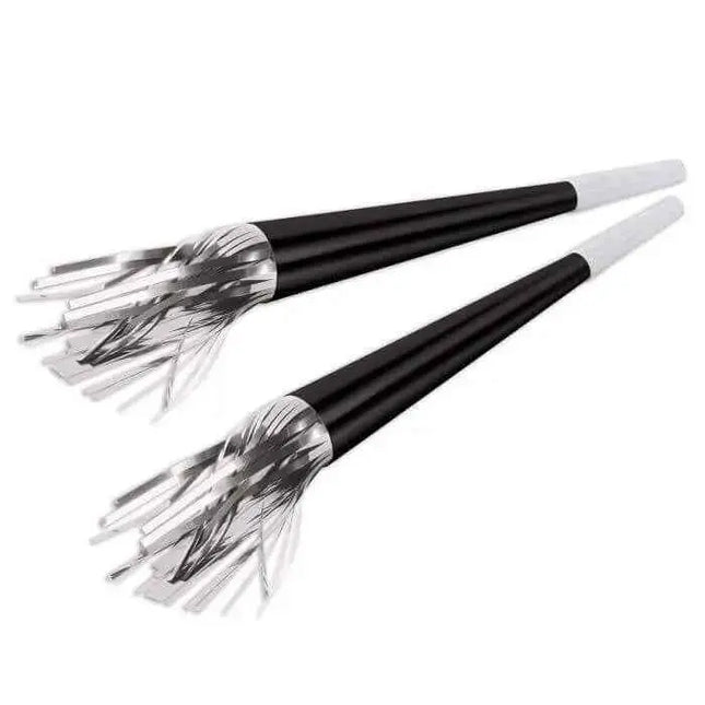 9" Black Foil Horns with Silver Tassel Party Expo  