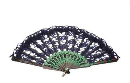9" Lace Fan - Black & Green Party Expo  