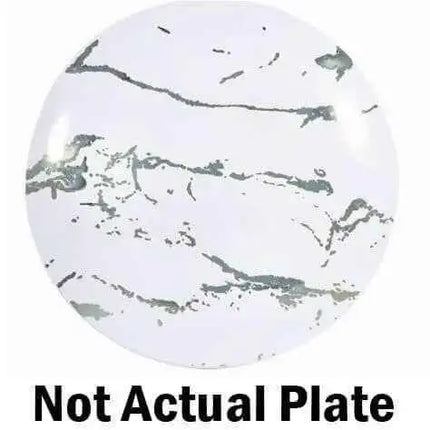 9" Marble White Silver Plate 20 count Party Expo  