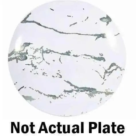 9" Marble White Silver Plate 20 count Party Expo  