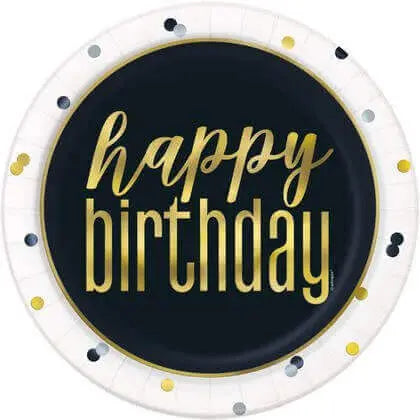 9" Metallic Happy Birthday Dinner Plates (8ct) Party Expo  