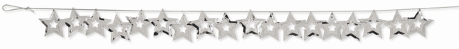 9ft Confetti Garland Stars - Silver - SKU:031016- - UPC:073525777764 - Party Expo