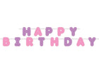 9ft Happy Birthday Banner - Pastel Purple & Pink - SKU:49487 - UPC:011179494873 - Party Expo