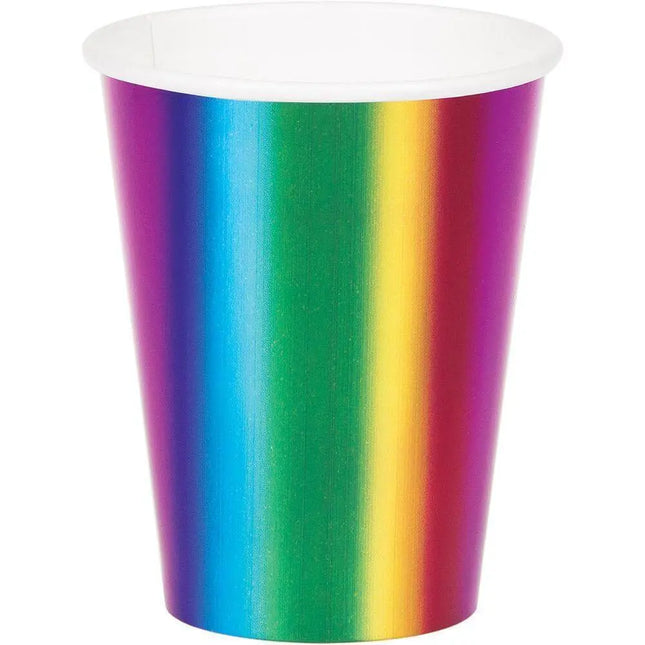 9oz Rainbow Foil Cups (8ct) - Party Expo