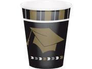 9oz Glitzy Graduation Cups - Black & Brown - SKU:327475 - UPC:039938449216 - Party Expo
